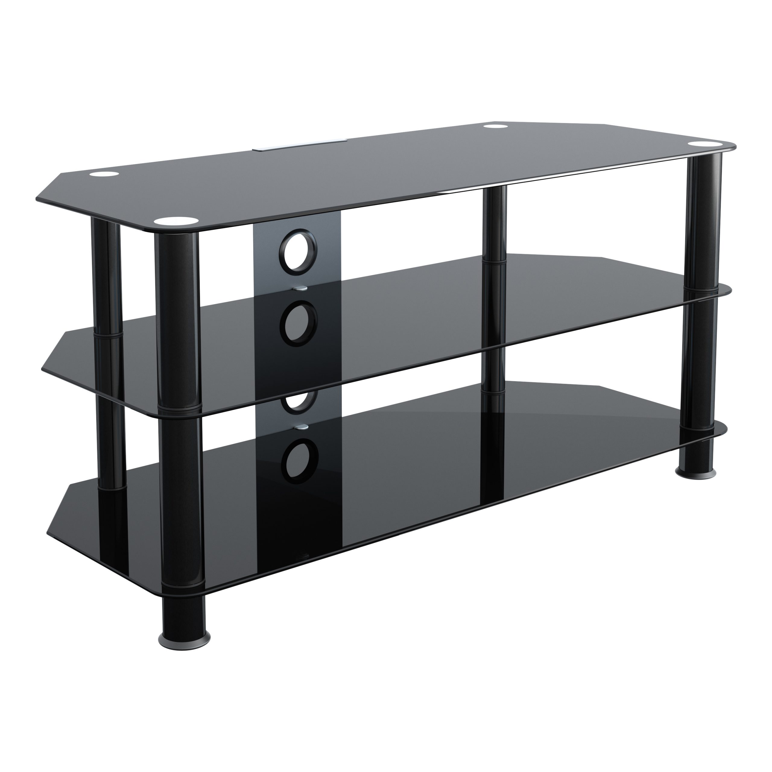 KST100BBCM: Glass Corner TV Stand with Cable Management - Mahara Home