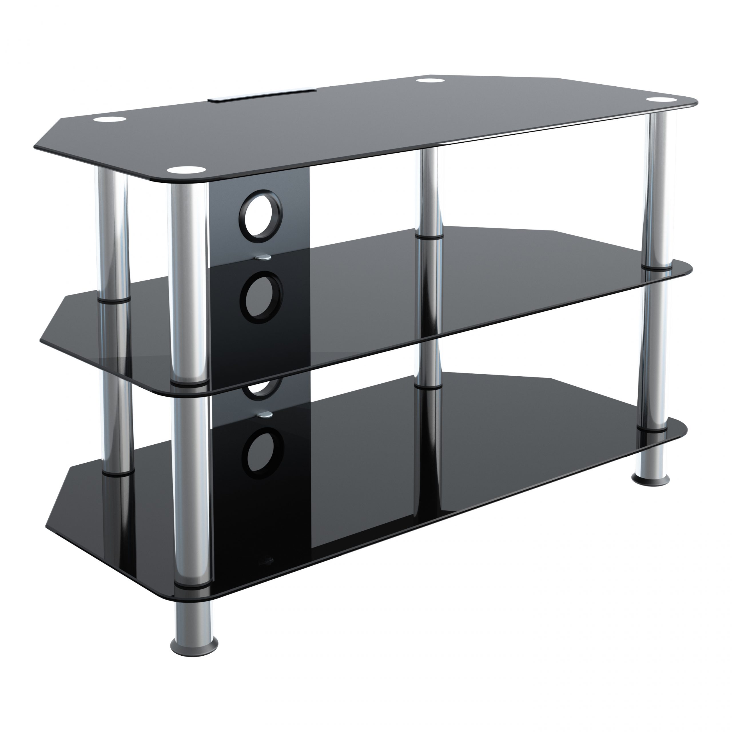 KST80BSCM: Glass Corner TV Stand with Cable Management - Mahara Home