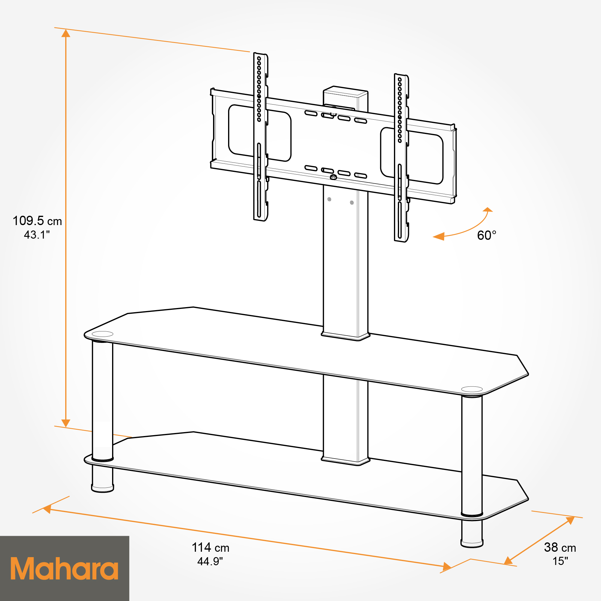 KSTL114BB Glass TV Stand with Mount Mahara Home